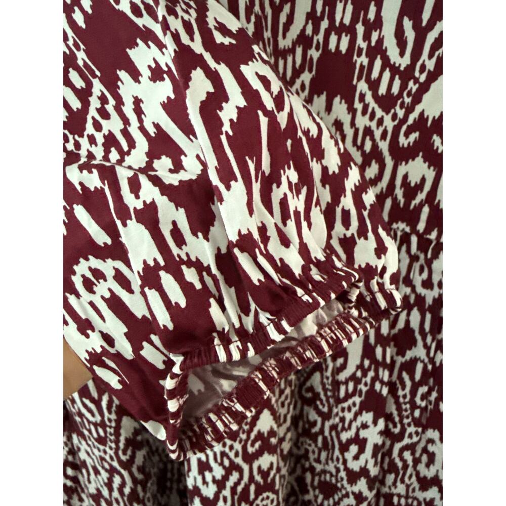 Anthropologie Maeve The Bettina Cotton Shirt Dress Wine White Print Size Small - Picture 10 of 10